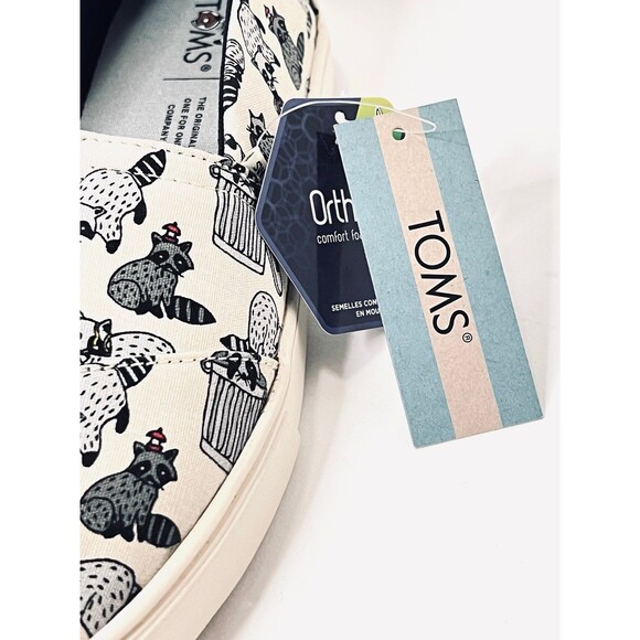 TOMS Women’s 8 Natural Raccoon Print Alpargata Cupsole Slip-On – NEW - Picture 6 of 14